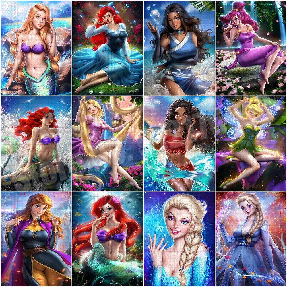 

Disney Princess Puzzles for Adults 1000 Pieces Little Mermaid Print Jigsaw Puzzles Educational Intellectual Anime Diy Game Toy