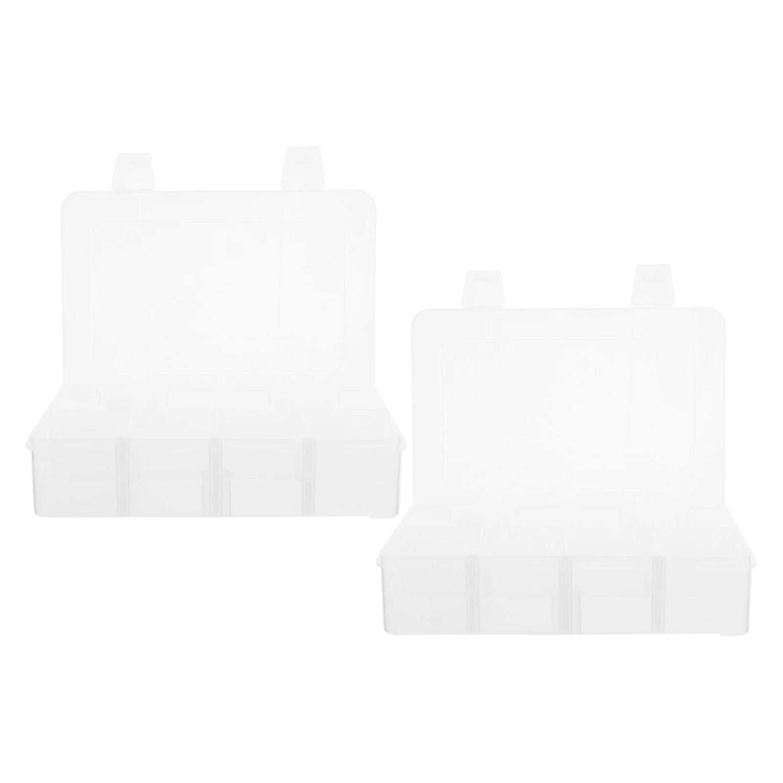 

2Pcs Flexible Divider Transparent Storage Box - 8-Grid Plastic Organizing Case For Beads Candy Electronics And Small Items