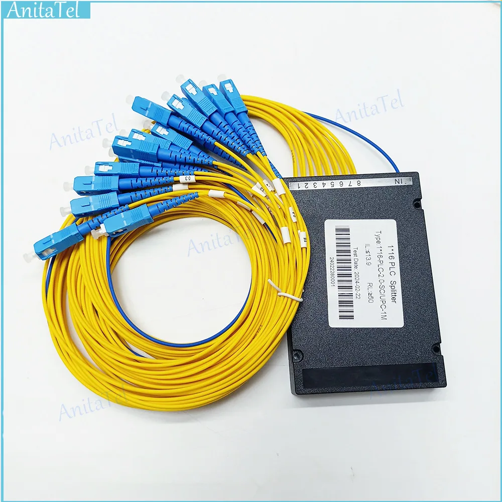 

1X16 SC UPC PLC Optical 1*16 Cassette Fiber Cable Branching Device Planar Lightwave Circuit ABS Optic Splitter Box