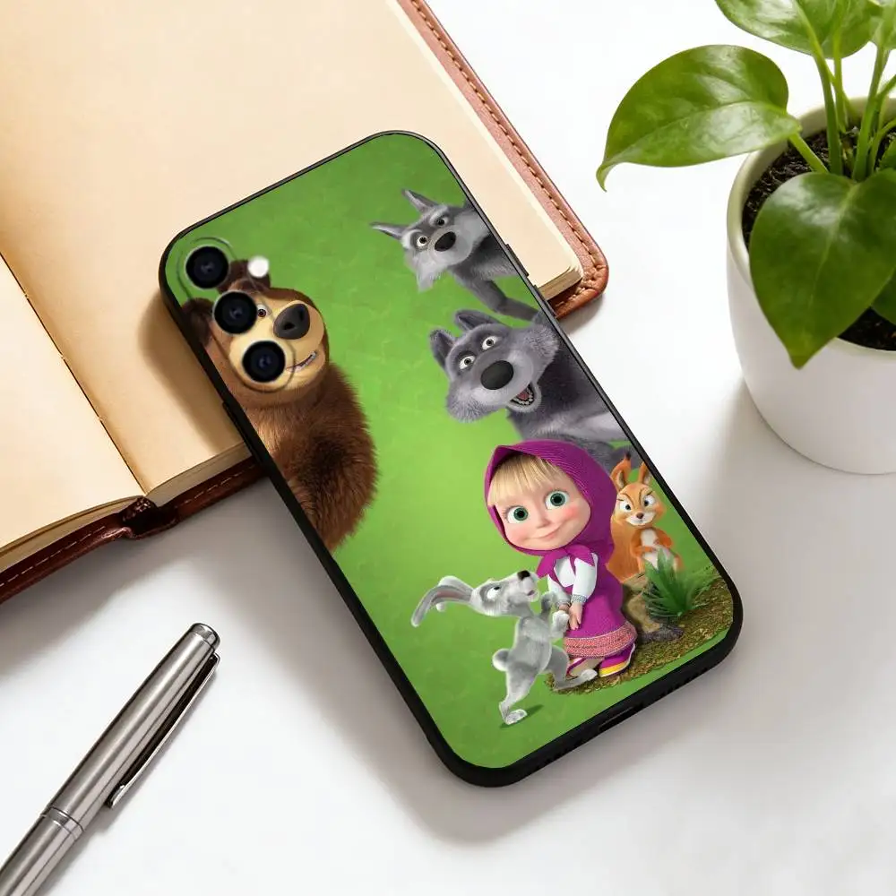 Masha the bear  Phone Case For Samsung Galaxy A73,A72,A71,A70,A53,A52,A51,Others Soft Black Cover
