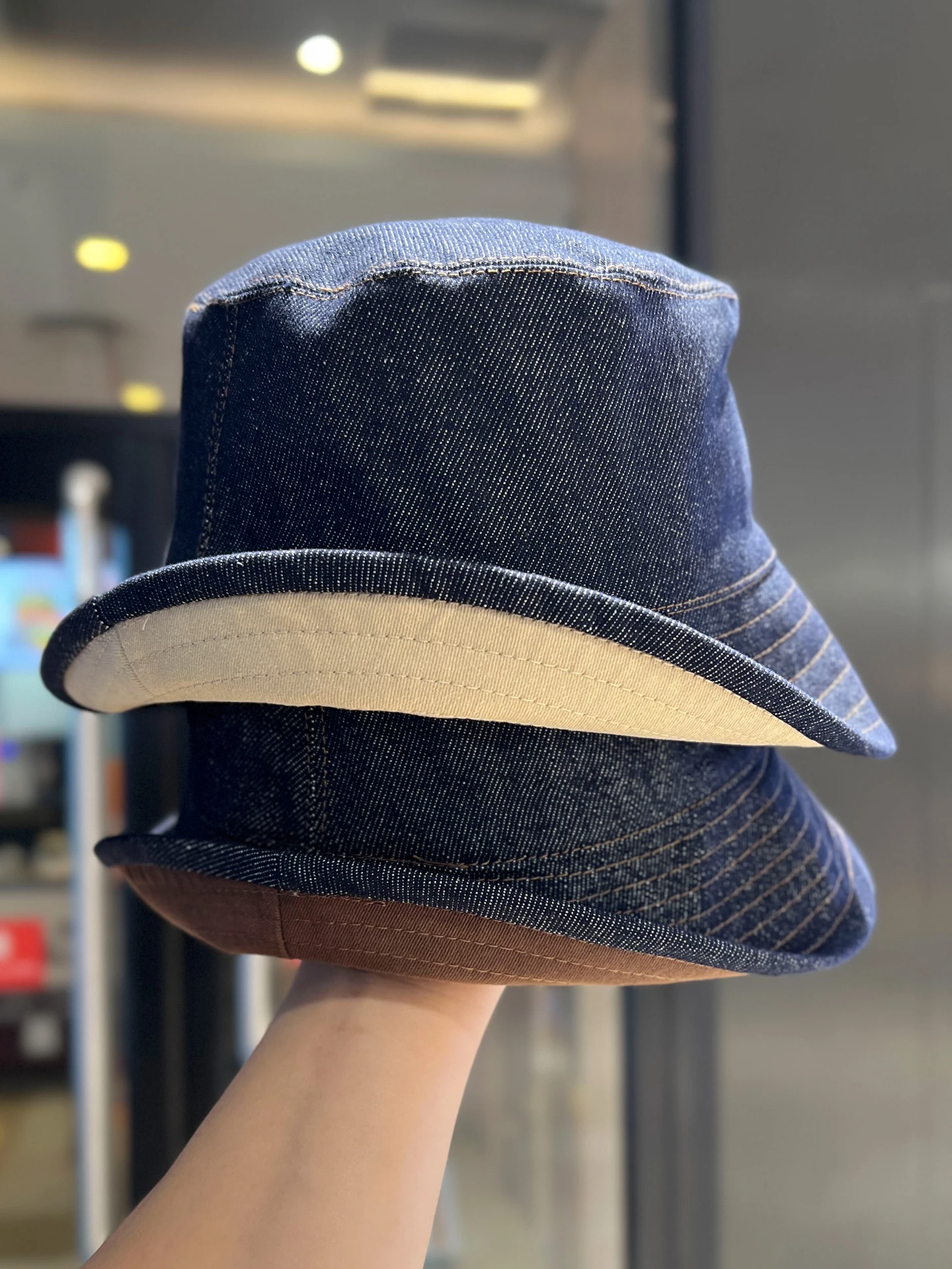 

Double-sided denim bucket hat women's summer outdoor sun protection visor hat simple casual versatile washbasin hat