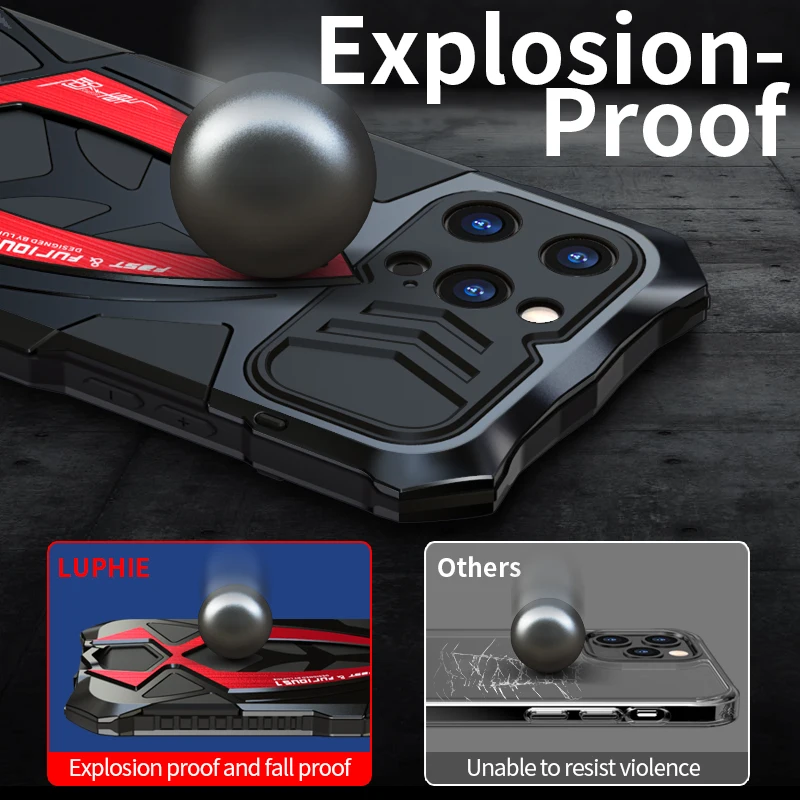 Luphie Metal Full Protect Armor Cover For Iphone 15 14 Plus 13 12 11 Pro Max Iphone11 X Xs Max Xr Case Shockproof Fundas Bumper