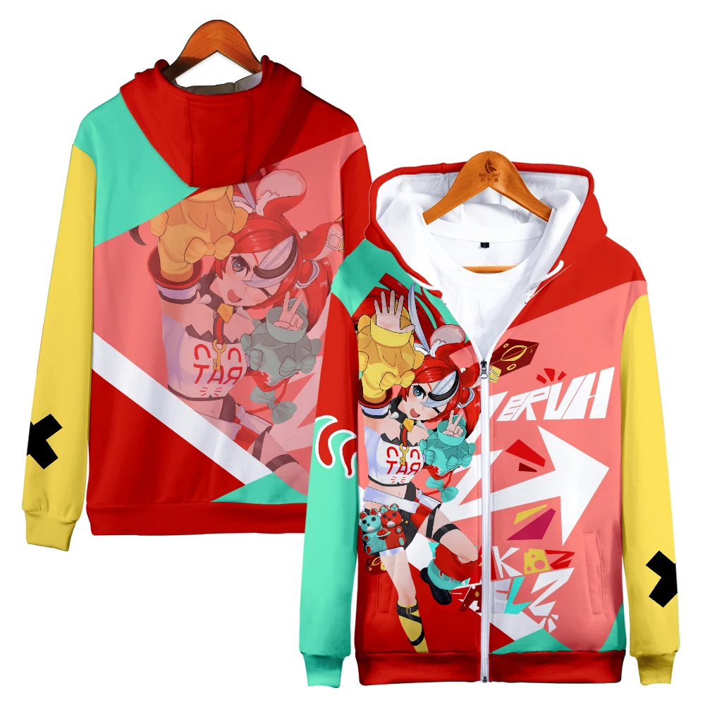 

VTuber Hakos Baelz Anime Zipper Sweatshirt Long Sleeve Men Women's Hoodie Harajuku Streetwear 2023 New Japan Manga 3D Clothes