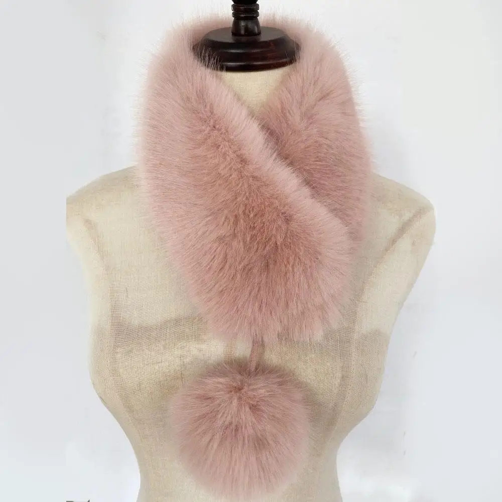 

70cm*13cm Fluffy Neck Warmer Shawl Soild Color Faux Fur Scarf Soft Plush Scarves Winter Warm Collar Thermal Wrap Stylish Muffler