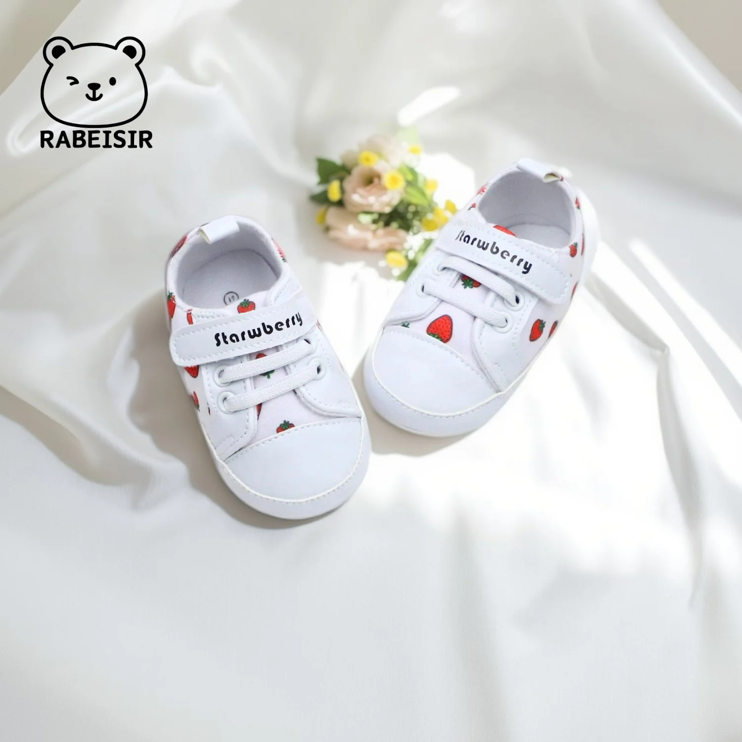

RABEISIR baby shoes canvas shoes baby walking shoes white shoes 6-12-18 months anti slip breathable