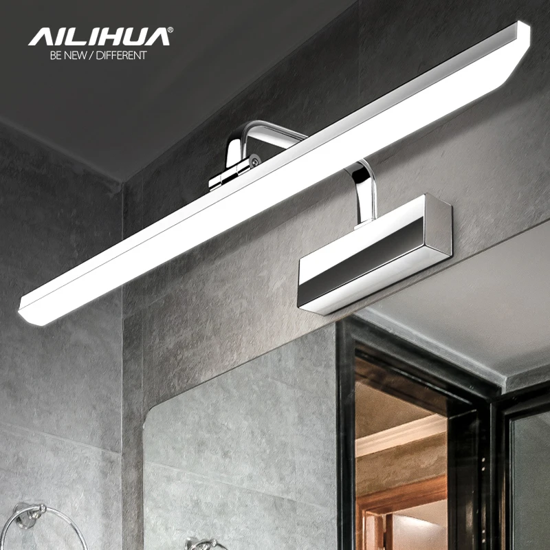 LED mirror headlight modern simple bathroom Nordic mirror light waterproof fog bathroom mirror cabinet light no punching