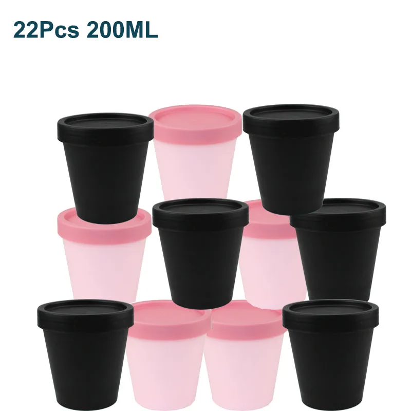 22Pcs/Sets 200ml Plastic Empty Makeup Jar Pot Travel Face Cream Cosmetic Container Portable Refillable Bottles with Screw Lids