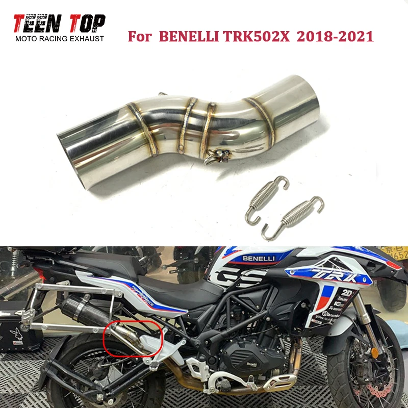 For Benelli TRK-502X TRK502X Exhasut Middle Link Pipe 51mm Modified Motorcycle Exhaust Pipe Escape Moto Central Tube 2018-2021