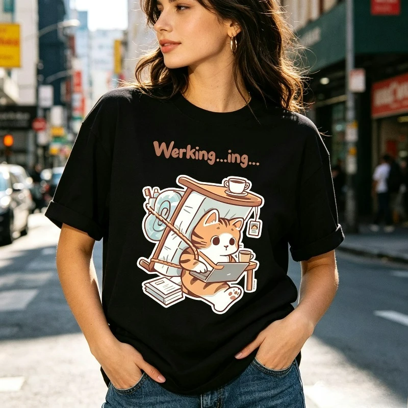 Women's Cute Dogs in Van T-shirt, Peace Sign Graphic Tee, Black and White Options