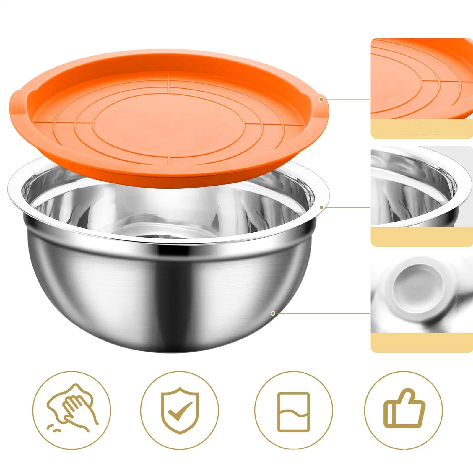 Cuencos de acero para mezclar, redondos, apilables, antideslizantes, aptos para lavavajillas, organizadores de almacenamiento de alimentos para salsas, aperitivos, huevos y condimentos