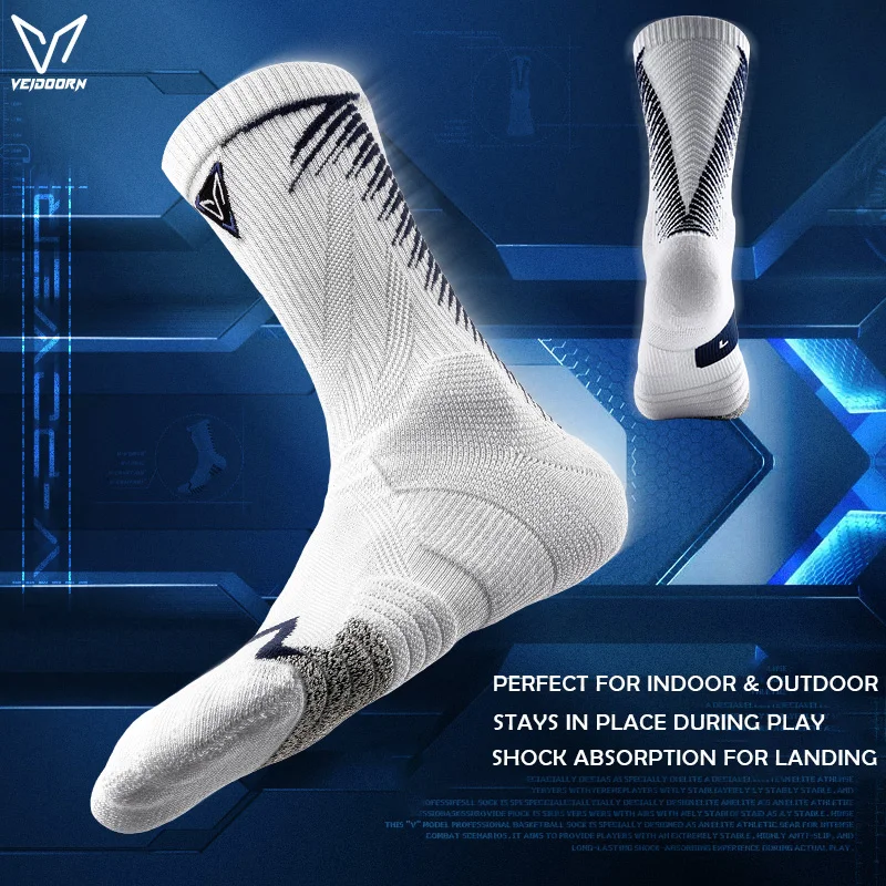 

1/3 Pairs Men's Terry Cushioned Basketball Socks Thick Padded Anti-Slip Athletic Crew Socks Breathable Moisture Wicking Socks