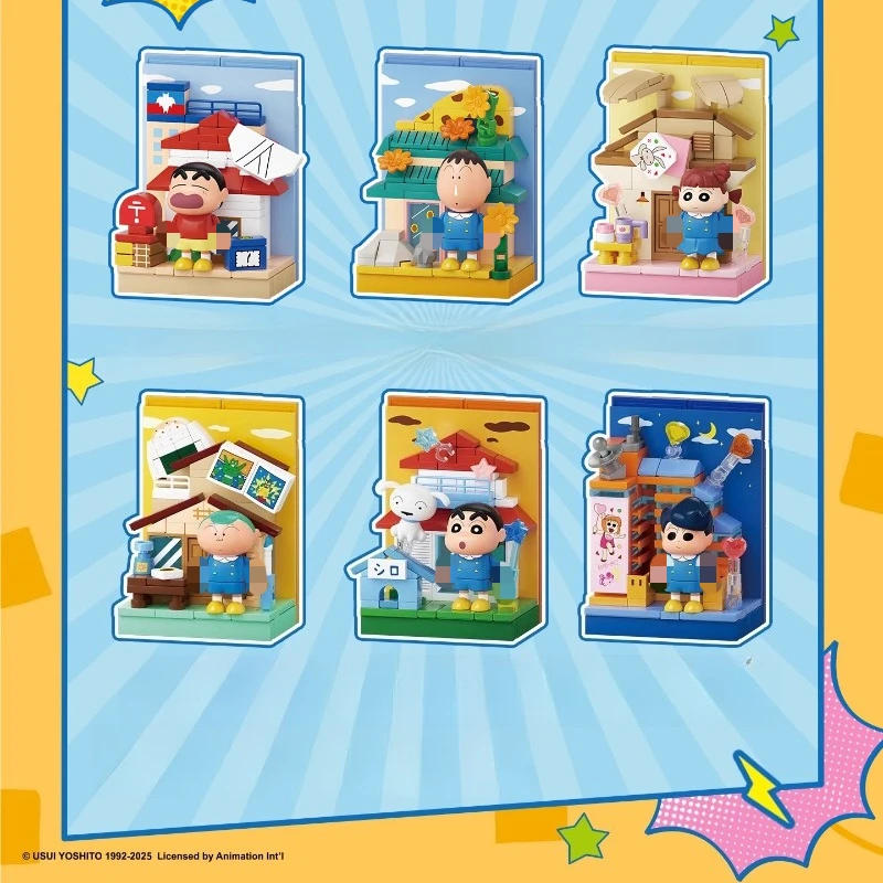 SEMBO Crayon Shin-chan Building Blocks Children's Educational Assembling Fun Stickers Magnetic Cartoon Shin-chan Ornaments Toys