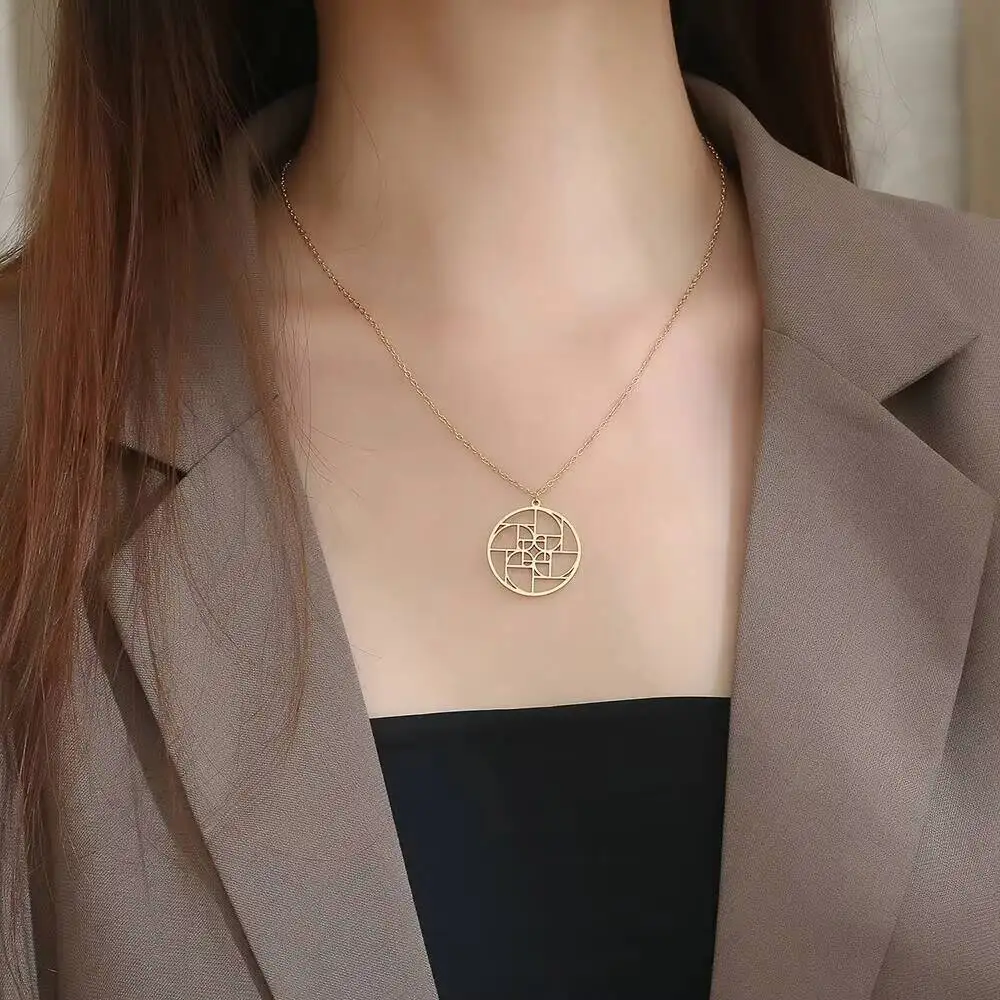 Fibonacci Golden Spiral Pendant Necklace Math Teacher Jewelry Mathematics Irrational In Stainless Steel