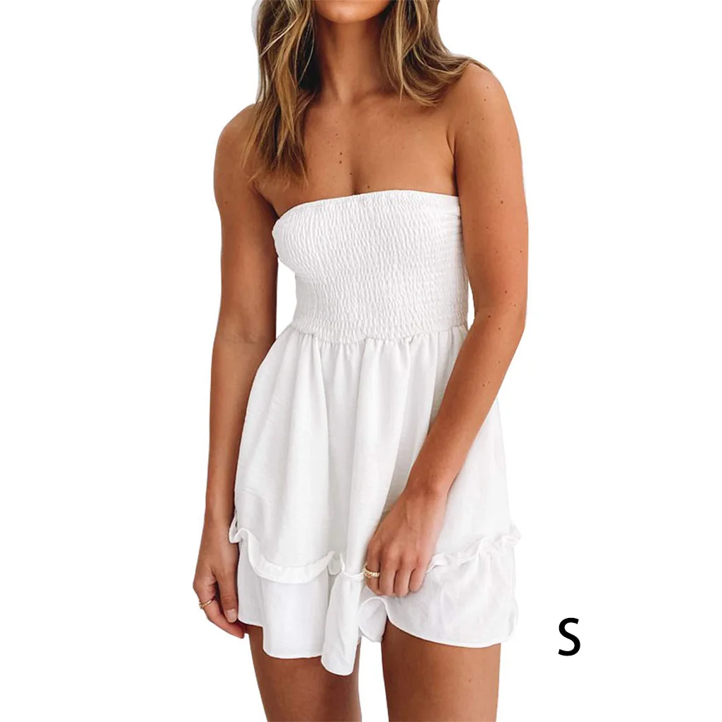 Women Casual Dresses Sleeveless Fashion Sexy Skirt Elegant Above Knee Ruffled Sundress Work Household Clothing Supplies
