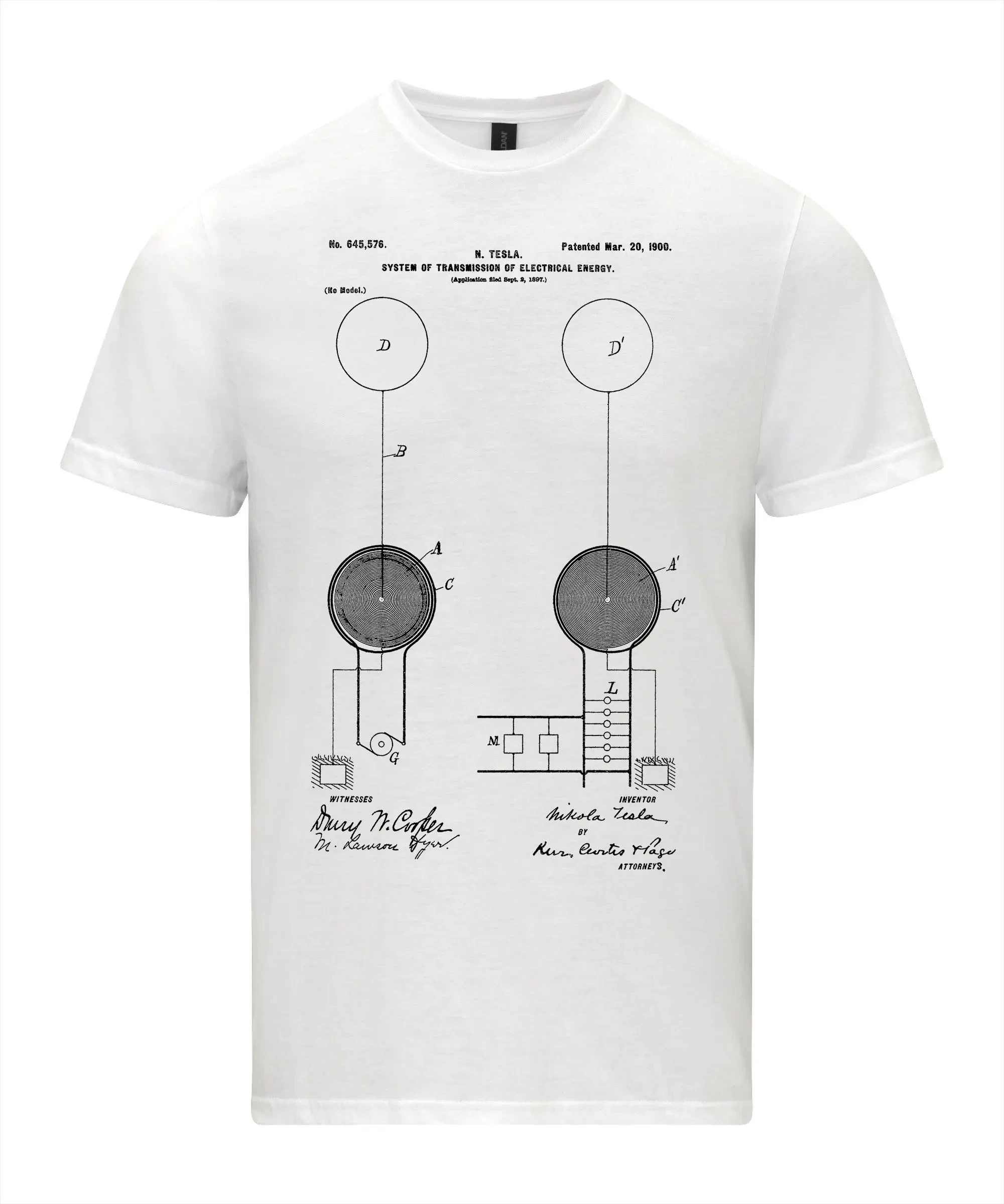 Nikola Tesla T-Shirt System of Transmission of Electrical Energy Tee Tesla Technology Electrical Engineering Design Men Clothing