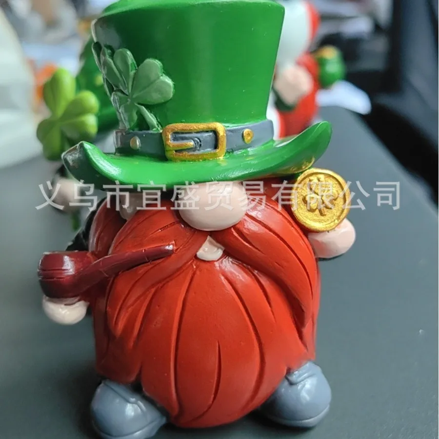 Irish Holiday Gnome Statue- Resin Party Decor, Festive Ornament, Happy Celebration