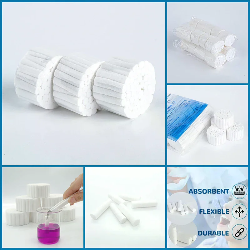 50/100/200 قطعة لفة قطن الأسنان المتاح مواد طبيب الأسنان منتج تبييض الأسنان عالية الامتصاص لوازم جراحية مرقئ