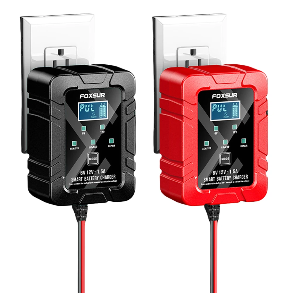 

6V 12V 1.5A Smart Car Battery Maintainer Battery Trickle Charger Maintainer for RV Car Truck Motorcycle AGM Lead-Acid LiFePO4