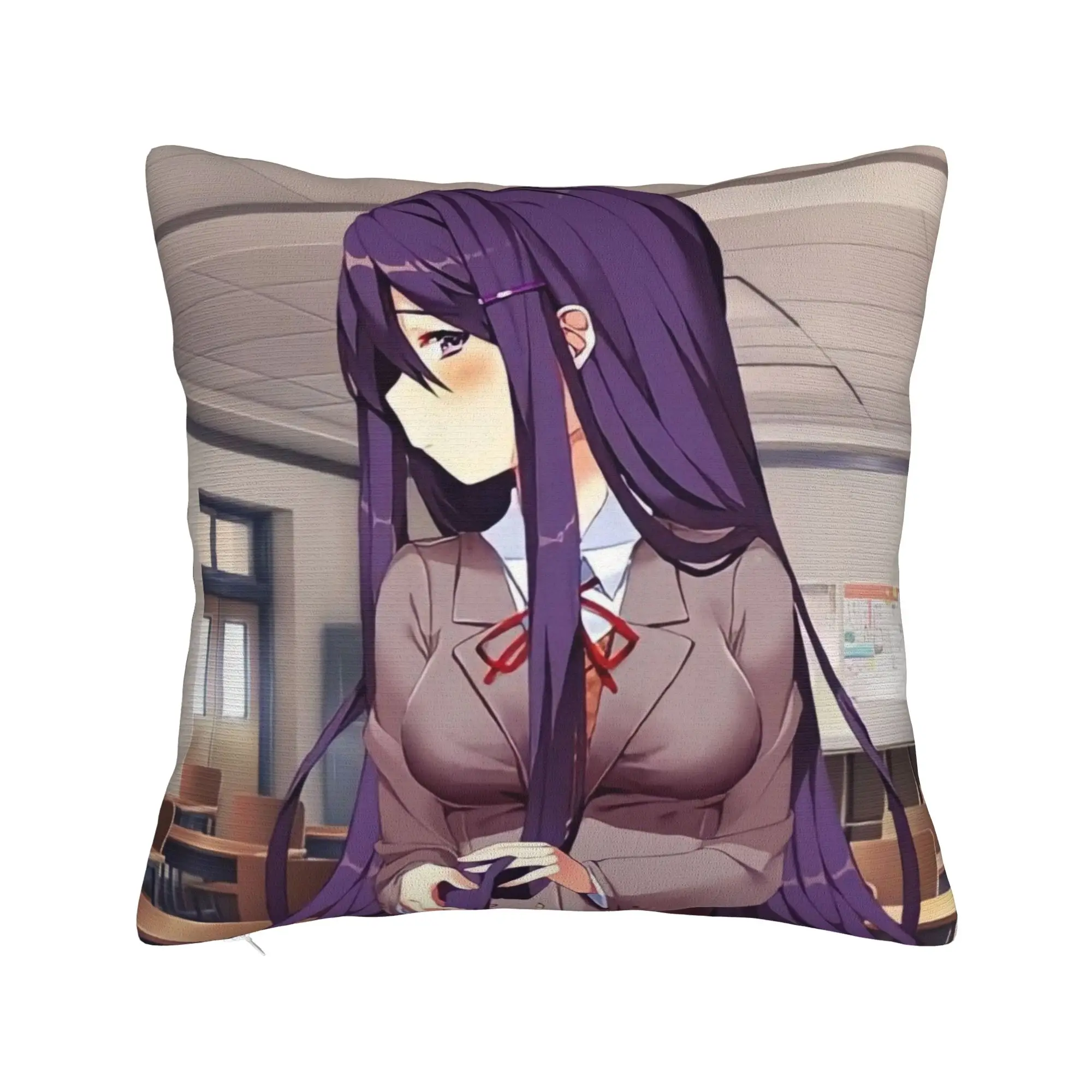 DDLC Anime Girl Y-Yuri Pillow Cover  Morden Pillow Case For Living Room Sofa Soft Pillowcases Gift Idea