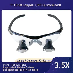 Burite Customized TTL Loupes 3.5X Dental Surgery Operation Surgical Loupe Customized IPD 52-72mmWide Working Distance(TTL3.5X)