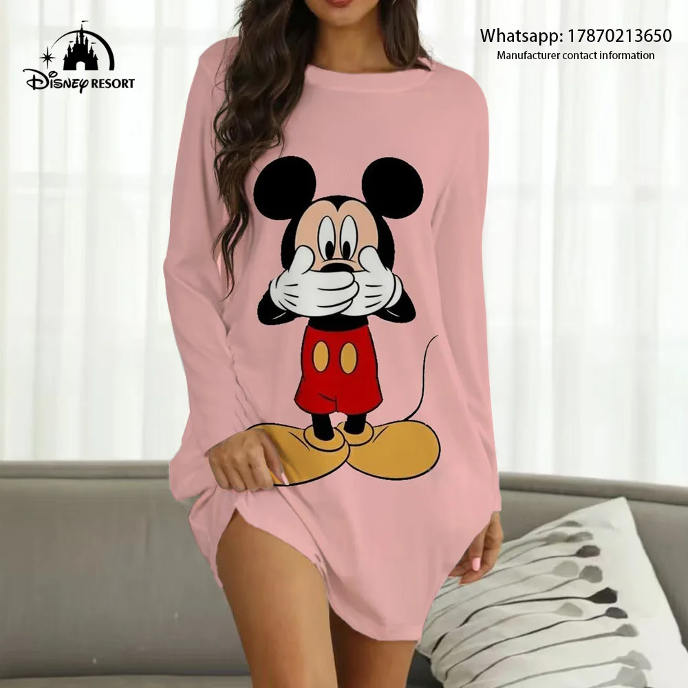 Fall 2022 Women's New Disney Brand Boho Style Mickey and Minnie Anime Print Fashion Casual Sexy Party Ladies Homewear Y2K