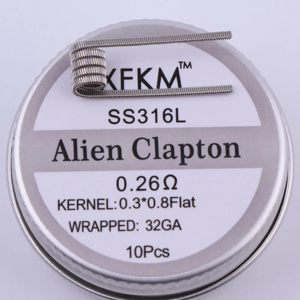 10pcs XFKM 316/A1 Flat twisted Fused clapton Hive premade wires Alien Mix twisted Quad Tiger coils Heating Resistance rda coil