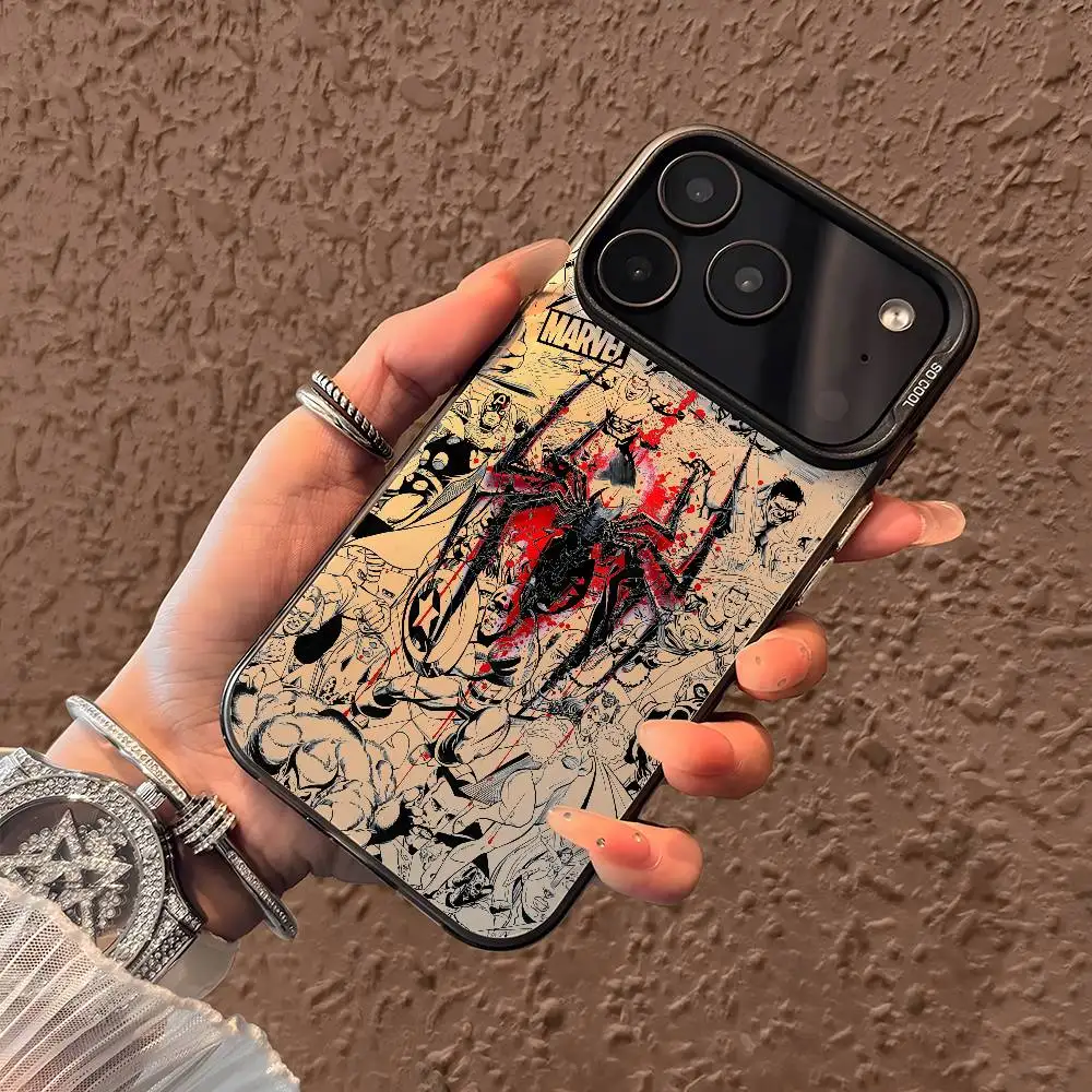 

Superhero S-Spider M-Man Phone Case For iPhone 17 16 15 14 13 12 11 Pro Max Air multicolor Matte Laser Metallic Aurora Funda