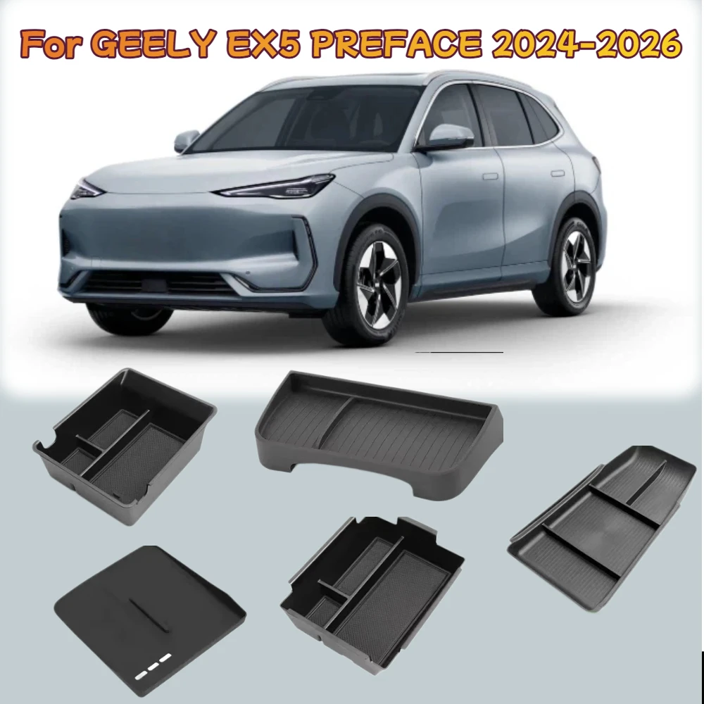 For GEELY EX5 PREFACE 2024-2026 Car Armrest Box Storage Wireless Charging Mat Auto Lower Central Control GPS Organizer Tray