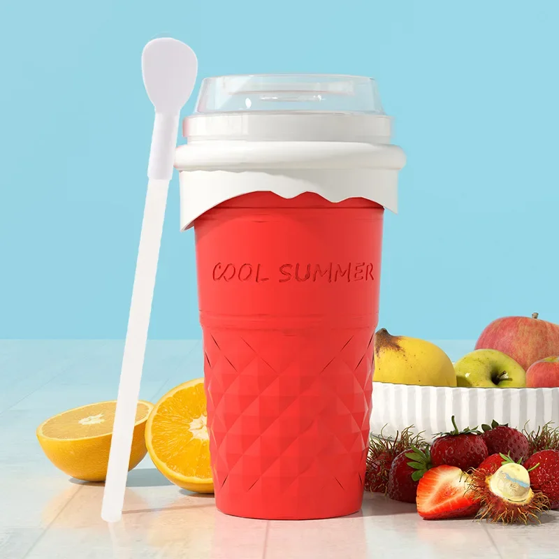 Homemade Smoothie Ice Cream Mug 500ml Silicone Quick Cooling Cup Drink Cooler Squeeze Bottle Outdoor Beverage