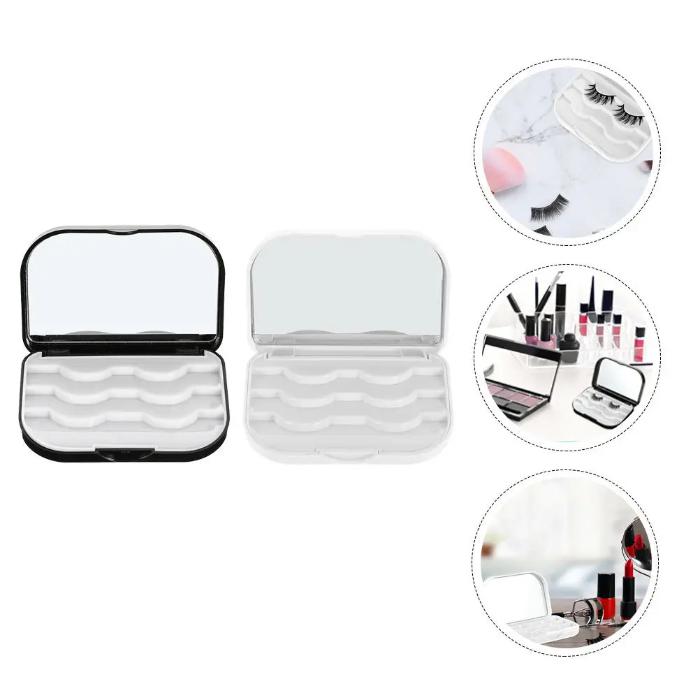

2Pcs Eyelash Storage Box Reusable Lightweight Case for Artificial Lashes Simple Convenient Organizer Holder for Daily Use