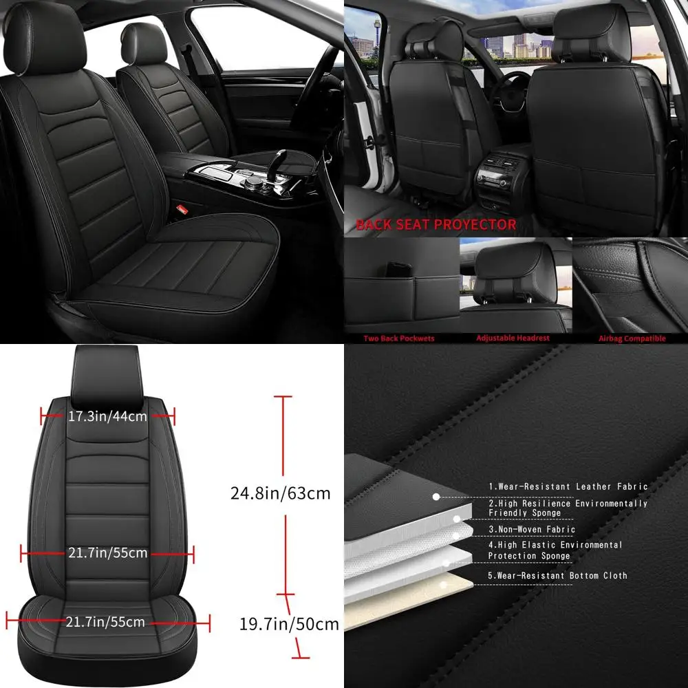 

Universal Waterproof Leather Car Seat Covers for Front Seats, Anti-Slip Seat Protectors for Cars, SUVs, and Sedans, Black