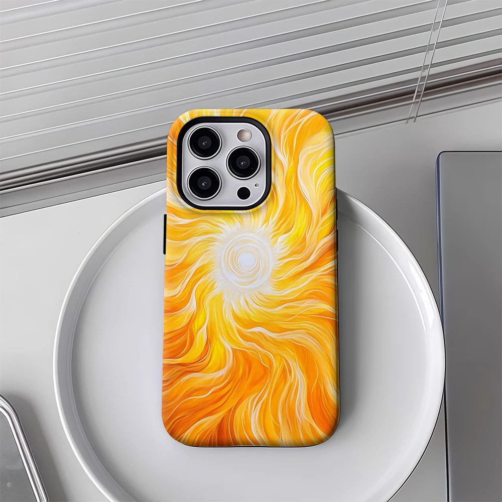 Sunburst Swirl Phone Case for Samsung Galaxy S20 S23 S24 S25 S26 FE Plus Ultra Edge 4G 5G Luxury Double-layer Back Cover