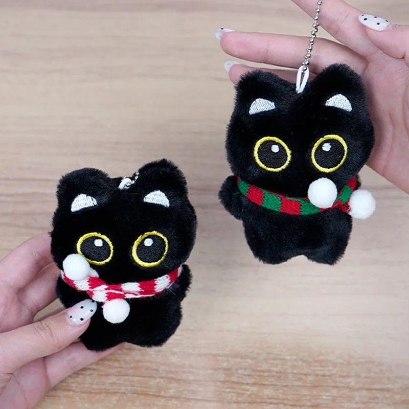 

New Style Black Cat Plush Doll Plush Toy Keychain Cute Cat Bag Charm Couple Student Presents Birthday Gift