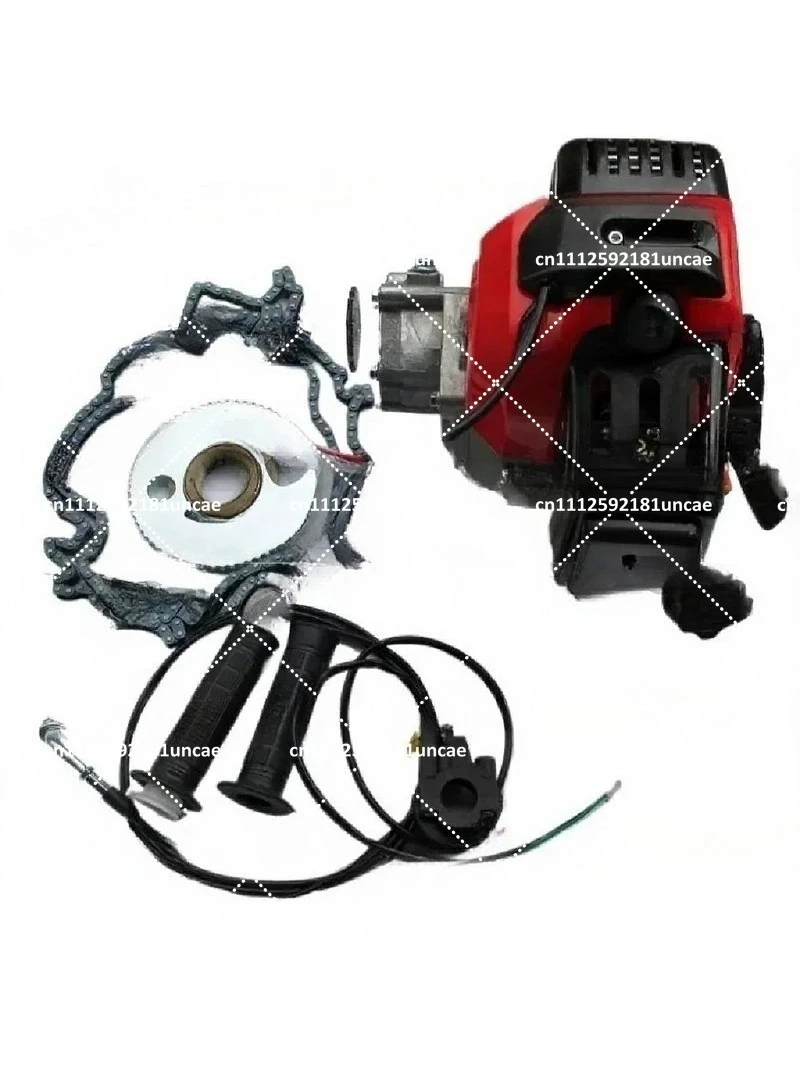 49CC Engine with Gearbox Motorized Bicycle Engine Kit, 2 Stroke Petrol Motor for Tricycle Conversion