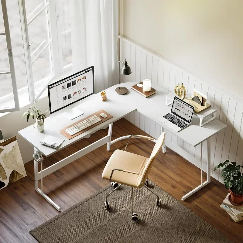 Factory Direct Compatible WithL Shaped Gaming Desk Computer Office Desk Corner Desk with Large Monitor Stand for Home Office Stu