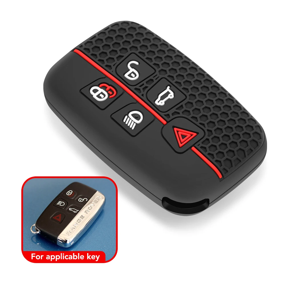 5 Buttons Silicone Car Key Case Cover For Land Rover Range Rover Sport Velar Evoque Freelander2 Discovery Jaguar XF XJ XJL XE