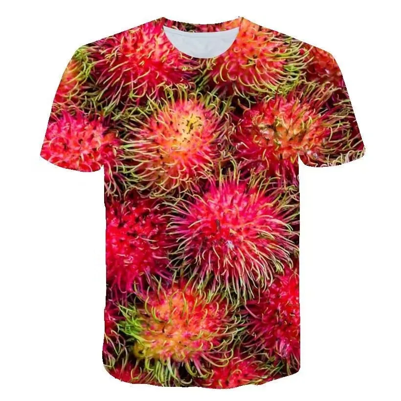 T-shirt Hd da uomo riotosa alla frutta con personalità estiva moda Hip Hop manica corta Top astratto Harajuku abbigliamento di qualità creativa