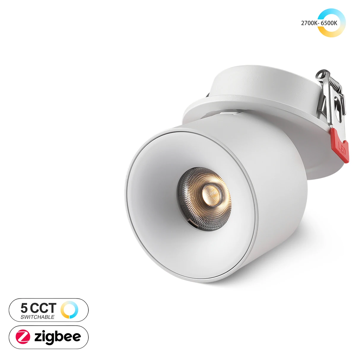 

Zigbee/ 5 CCT Switchable Recessed LED Ceiling Spot Light 7W 12W Rotatable Foldable Downlight Living Room Bedroom Ceiling Lamp