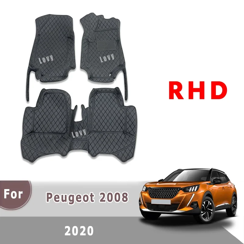 

Автомобильный коврик RHD для Peugeot 2008 E2008 2020 2021 2022 2023, ковры, автозапчасти для интерьера, автомобильные аксессуары, коврик для ног