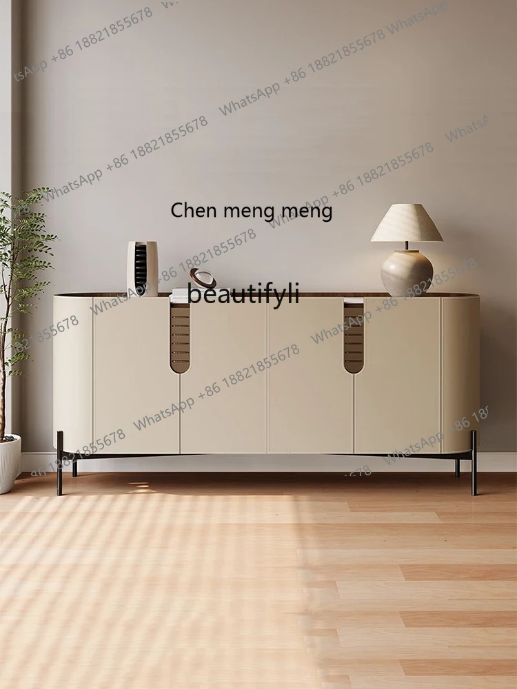 minimalist entry door cabinet, rock slab saddle leather entry door locker, living room against the wall dining side cabinet