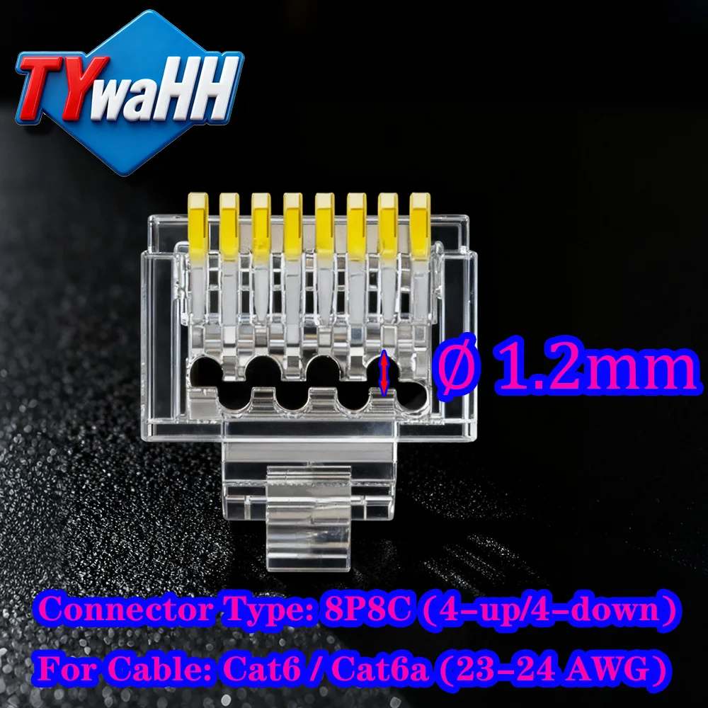 Conector de passagem RJ45 Cat6 Cat5e 8p8c RJ45 plugues modulares furo de 1,2 mm para cabo UTP sólido HY1523