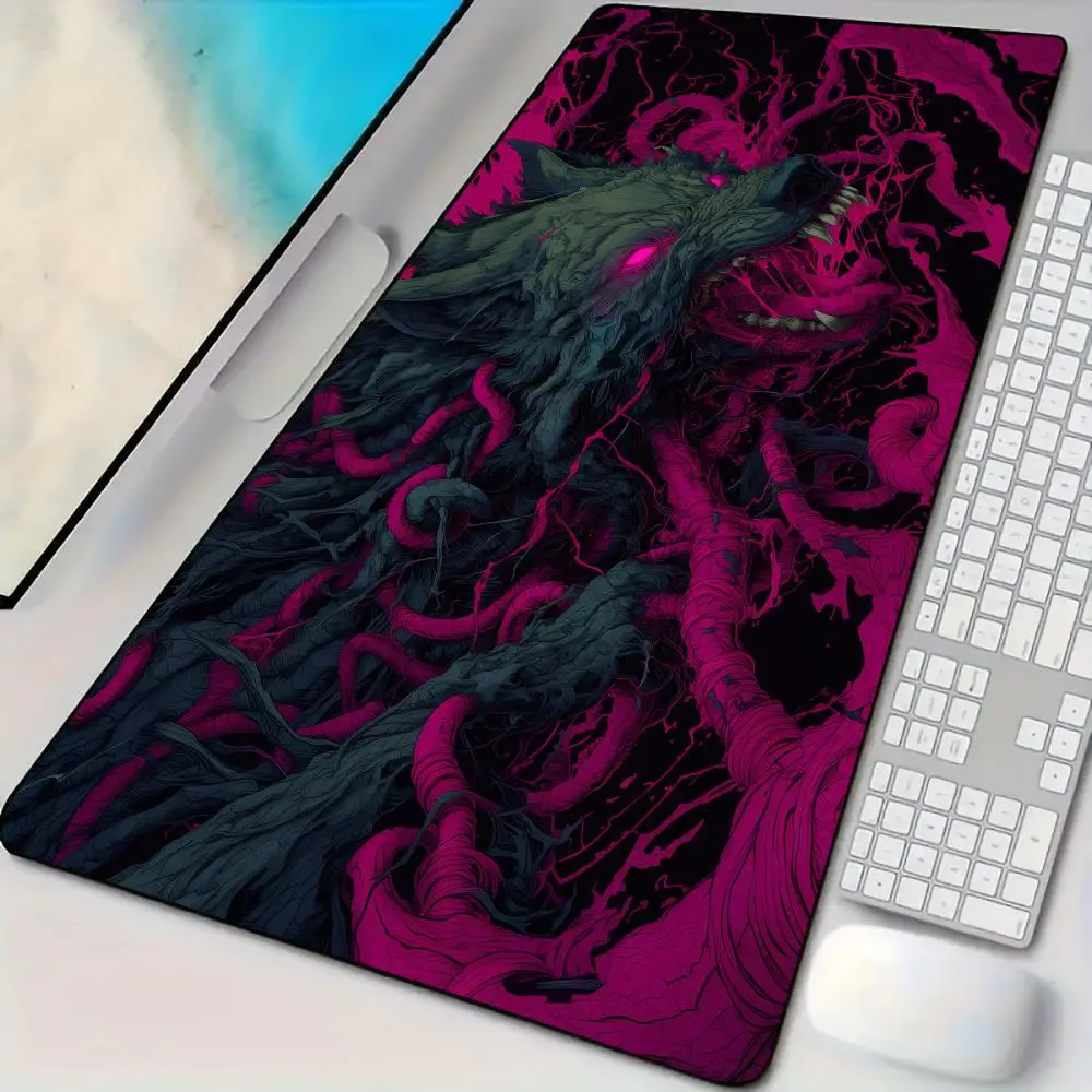 

Mouse Pad Desk Mat Fierce Wolf design anime Mousepad with Stitched Edges Non-Slip Rubber Base keypad Extended pad gaming mat