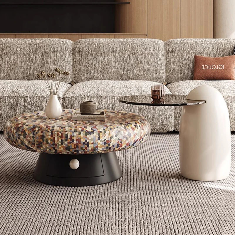 

Standing Round Coffee Table Beauty Room Decor Large Size Fashion Restaurant Side Table Accent Mesa Auxiliar Ornaments Home Decor