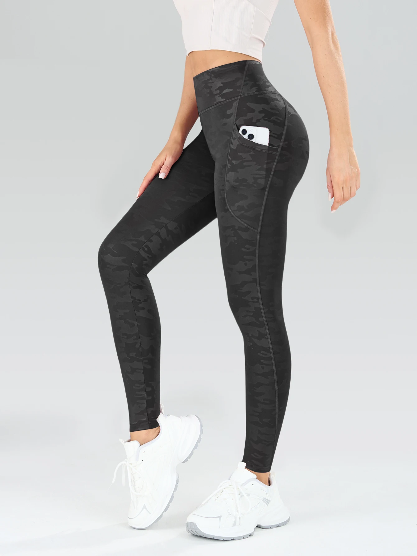 Women's Camo Print High-Waist Yoga Pants Comfortable Soft Skin-Friendly Breathable Side Pocket for Daily Use And Yoga Leggings