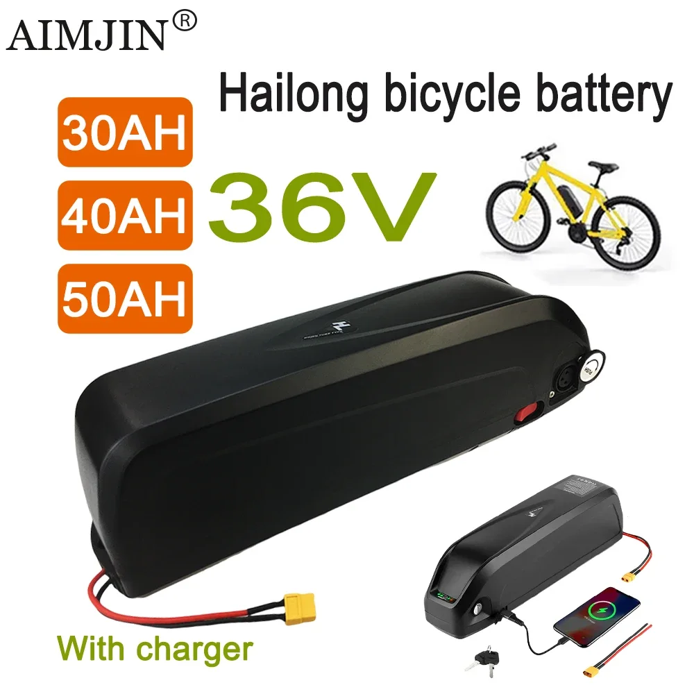 

36V 30AH 40AH 50AH 18650 Hailong Li-ion Battery For Bafang BBS02 BBS03 BBSHD Motor With charger