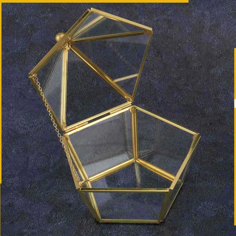 

A92P 10X Glass Ring Box Wedding Jewelry Case Immortal Flower Glass Cover Creative Home Decoration