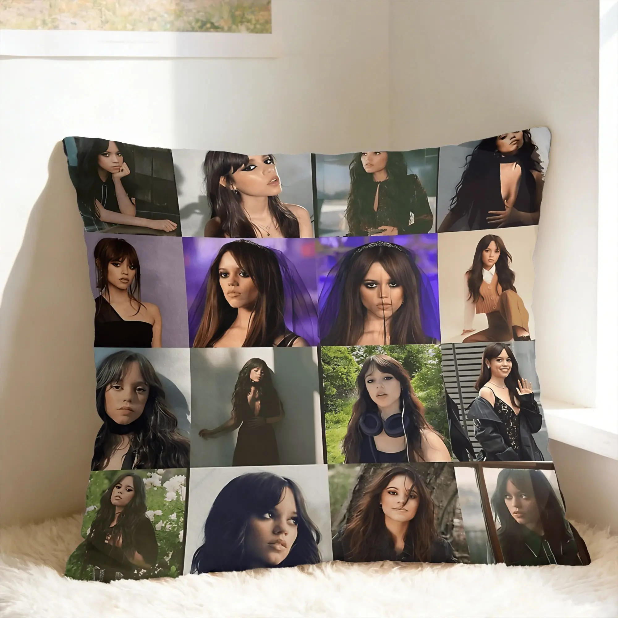 Pillow Case J-Jenna O-Ortega Square  Pillow Cover For Sofa Home Decoration Retro Trendy Pillowcases