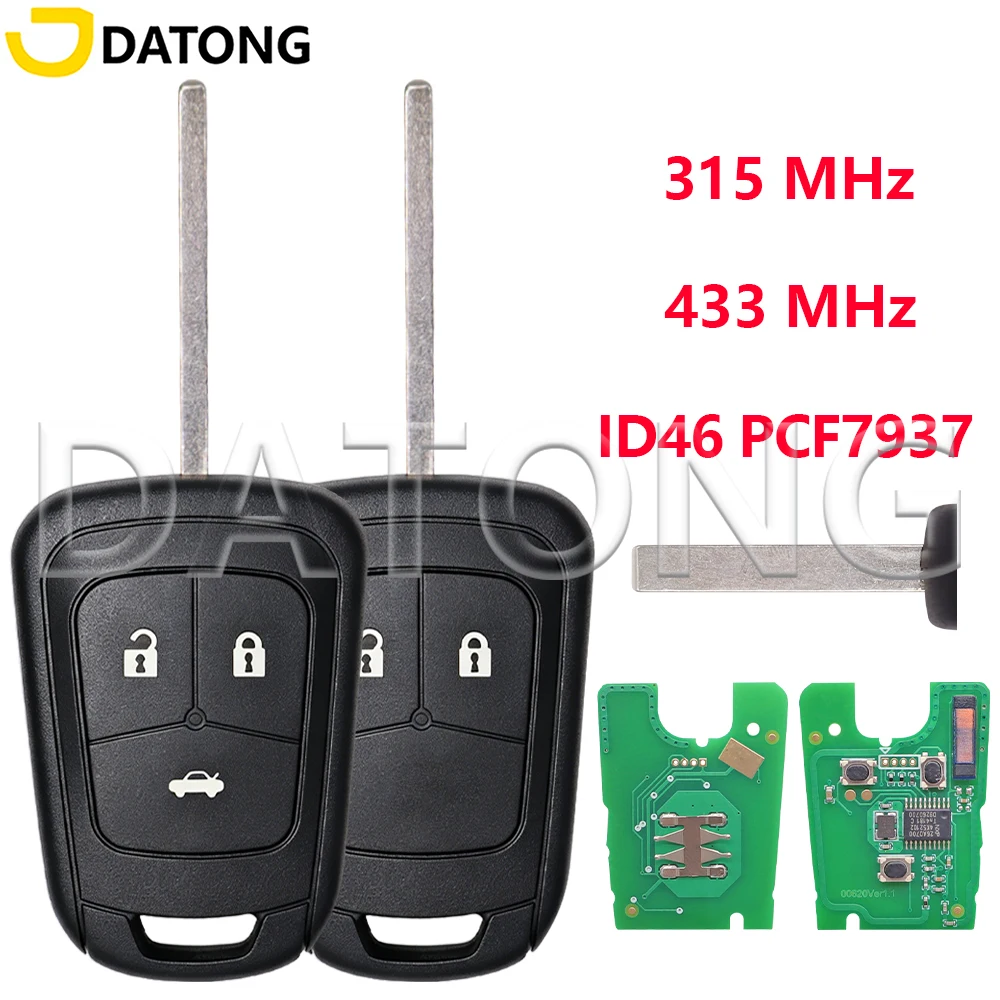 Datong World Car Remote Key For Chevrolet J 4 IV Insignia Aveo Zafira Opel Astra C Mokka Vauxhall ID46 PCF7937 433 MHz