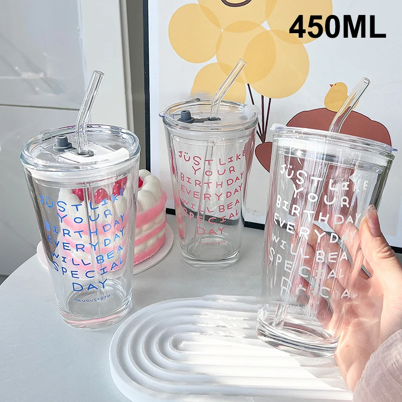 

1 шт., креативная чашка для воды с буквами и соломинкой и крышкой, чашка для воды, стеклянная чашка, спортивная кружка, соломенная чашка для воды, чашка для завтрака, уличная посуда