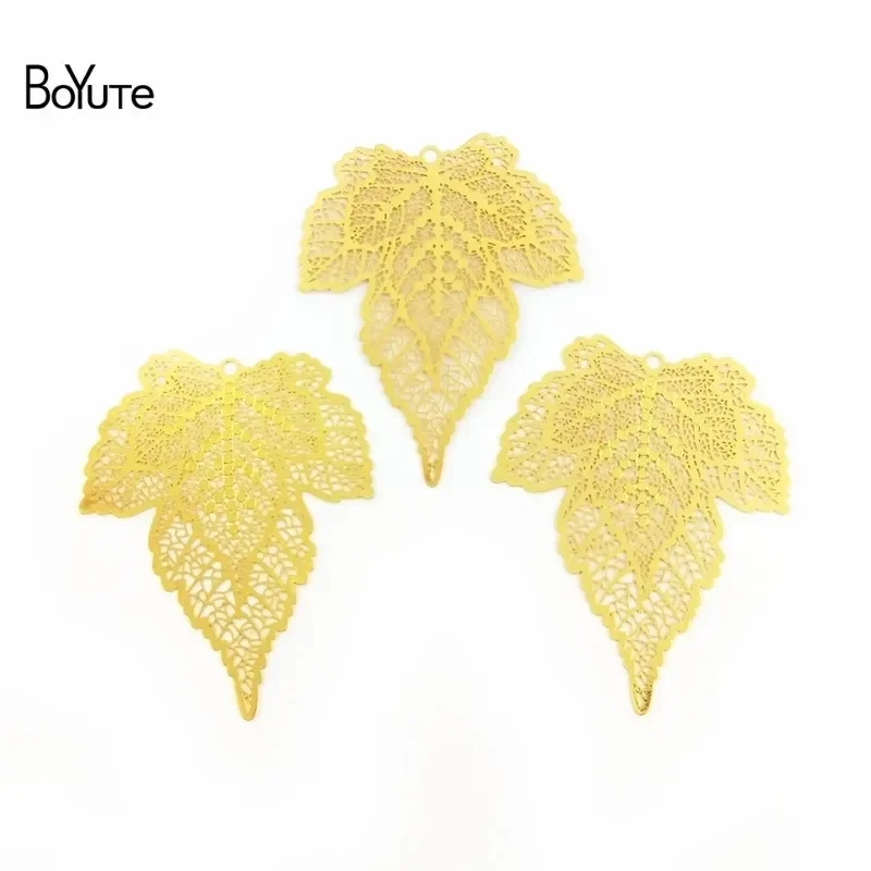 

BoYuTe (10 Pieces/Lot) 50*48MM Big Filigree Leaf Metal Sheet Diy Jewelry Making Materials